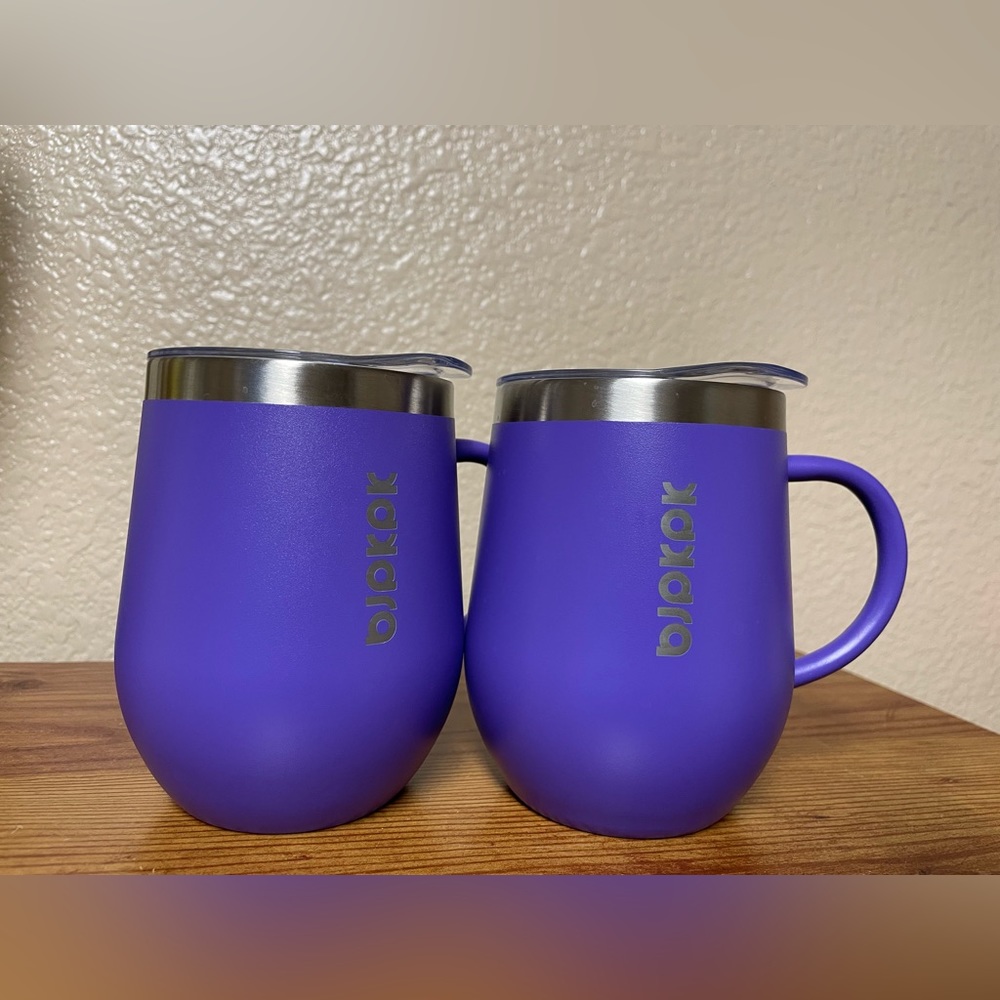 2 BJPKPK Stainless Steel Insulated 12oz Coffee Mugs, Tumblers with Clear Lids